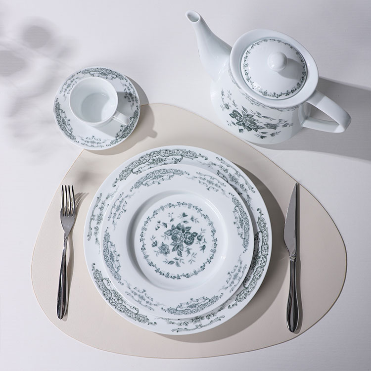 Ceramic Applique Tableware - Mid Valley Rose Green