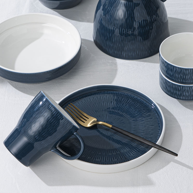 Colored Glazed Tableware - Blue Wave Surge - Deep