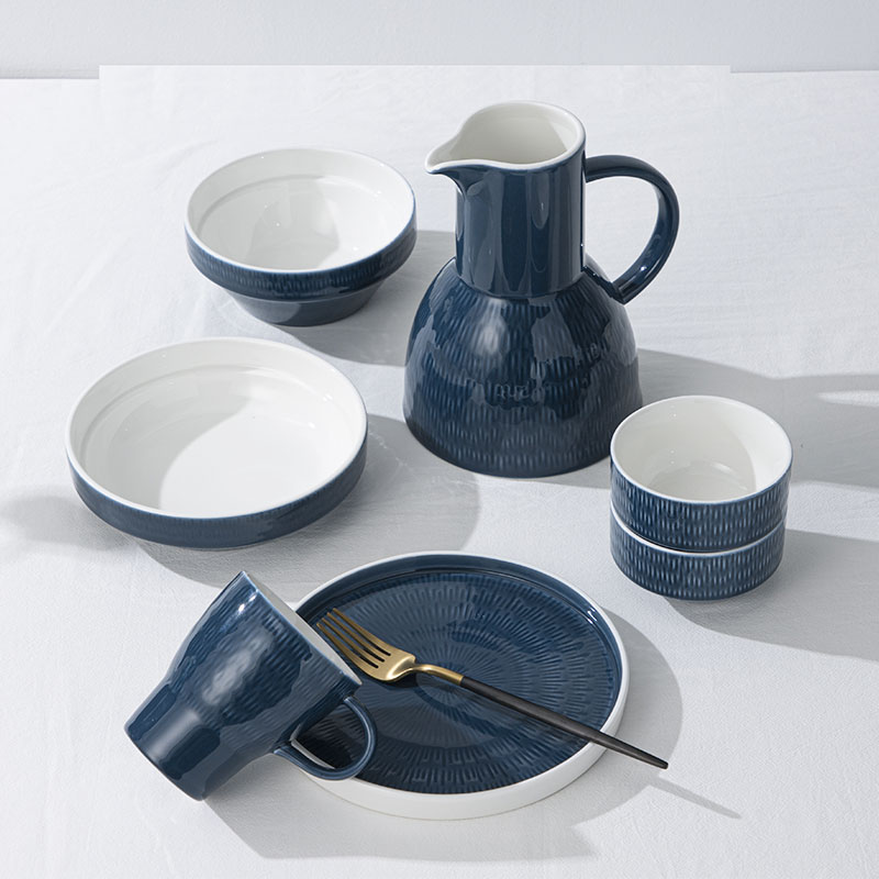 Colored Glazed Tableware - Blue Wave Surge - Deep