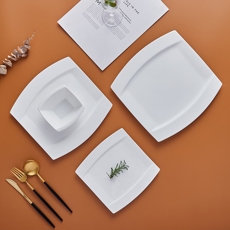 Dining Plates of Different Shapes - Curved Square Plate