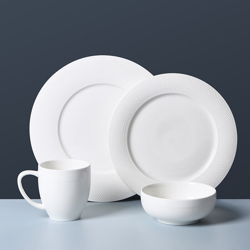 White Ceramic Dinner Sets - Mesh