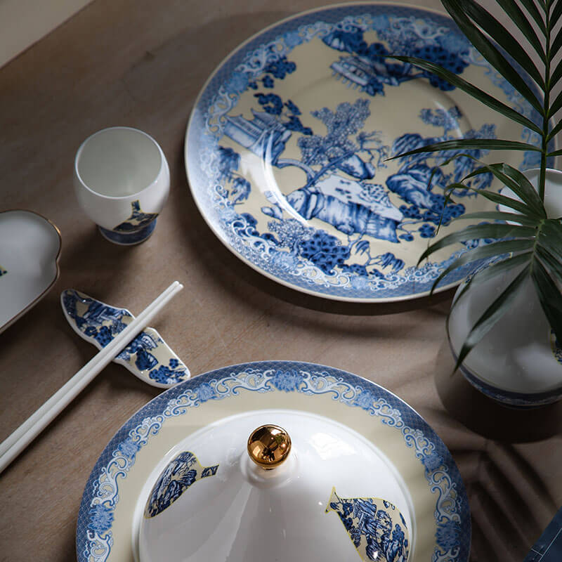 Wholesale Bone China Dinnerware - Prosperity Blue And White