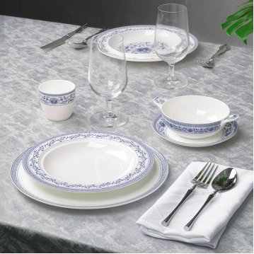 Blue and White Bone China Dinnerware Set