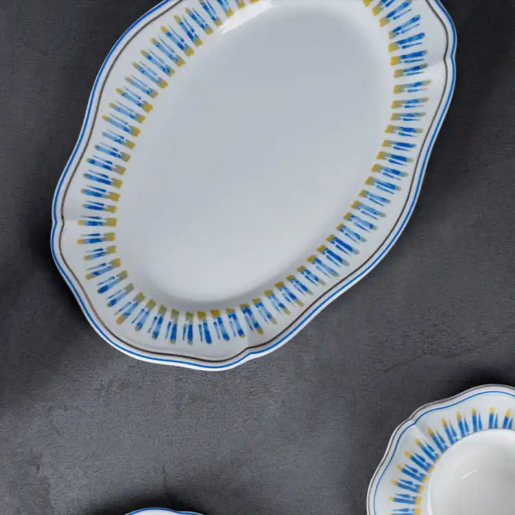 This image features a large serving platter from the lily of the valley dinnerware collection.