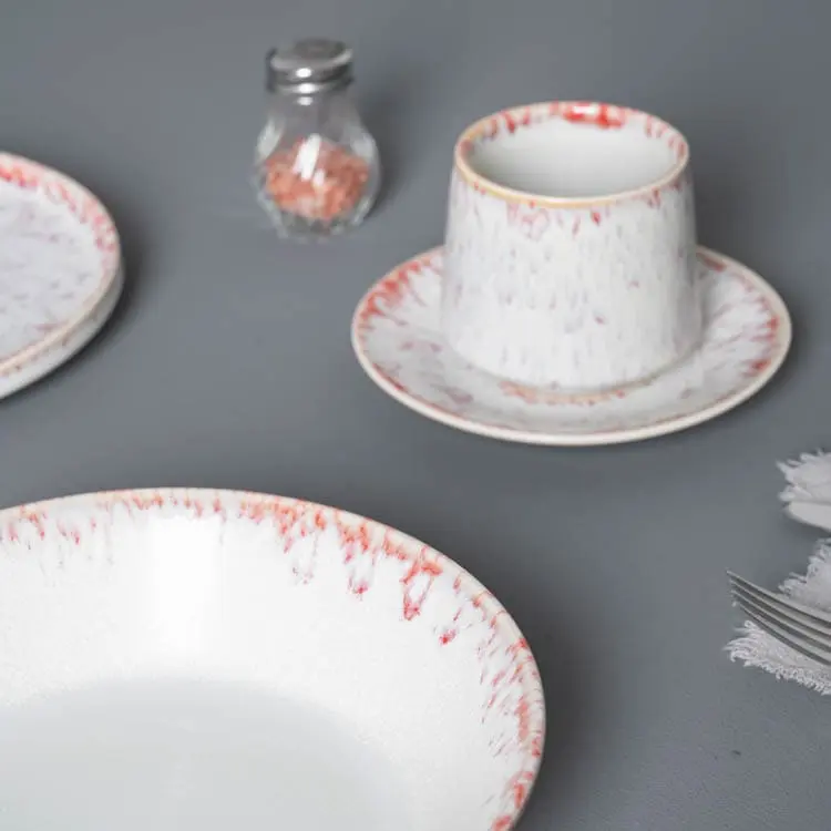 The speckled pattern is more pronounced in this close-up, showcasing the artistic design that adds a unique touch to each piece.