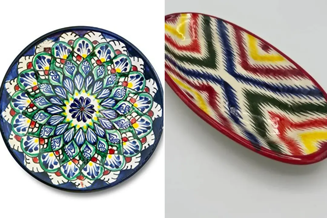 Customer design samples:colorful hand-painted ceramic plates with traditional floral mandala and geometric patterns,